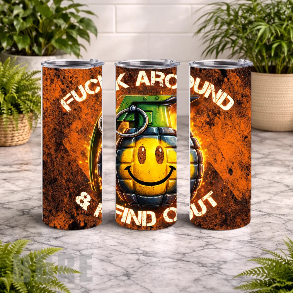 Smiley Grenade 20 OZ Wrap Mockup