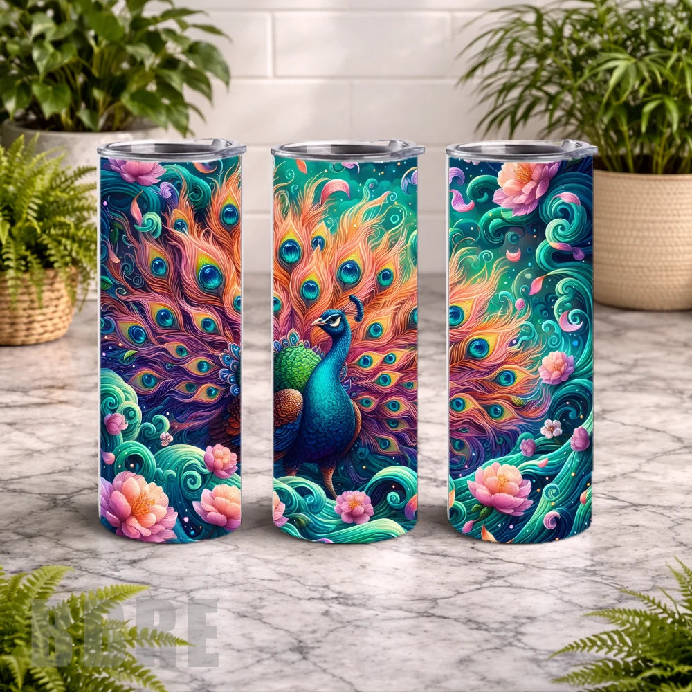 Colorful Peacock 20 OZ Wrap Mockup