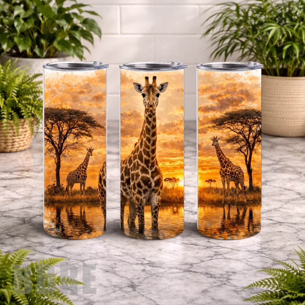 Giraffe Sunset 20 OZ Wrap Mockup