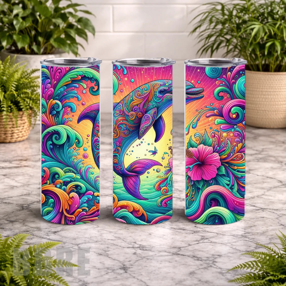 Dolphin Waves 20 OZ Wrap Mockup