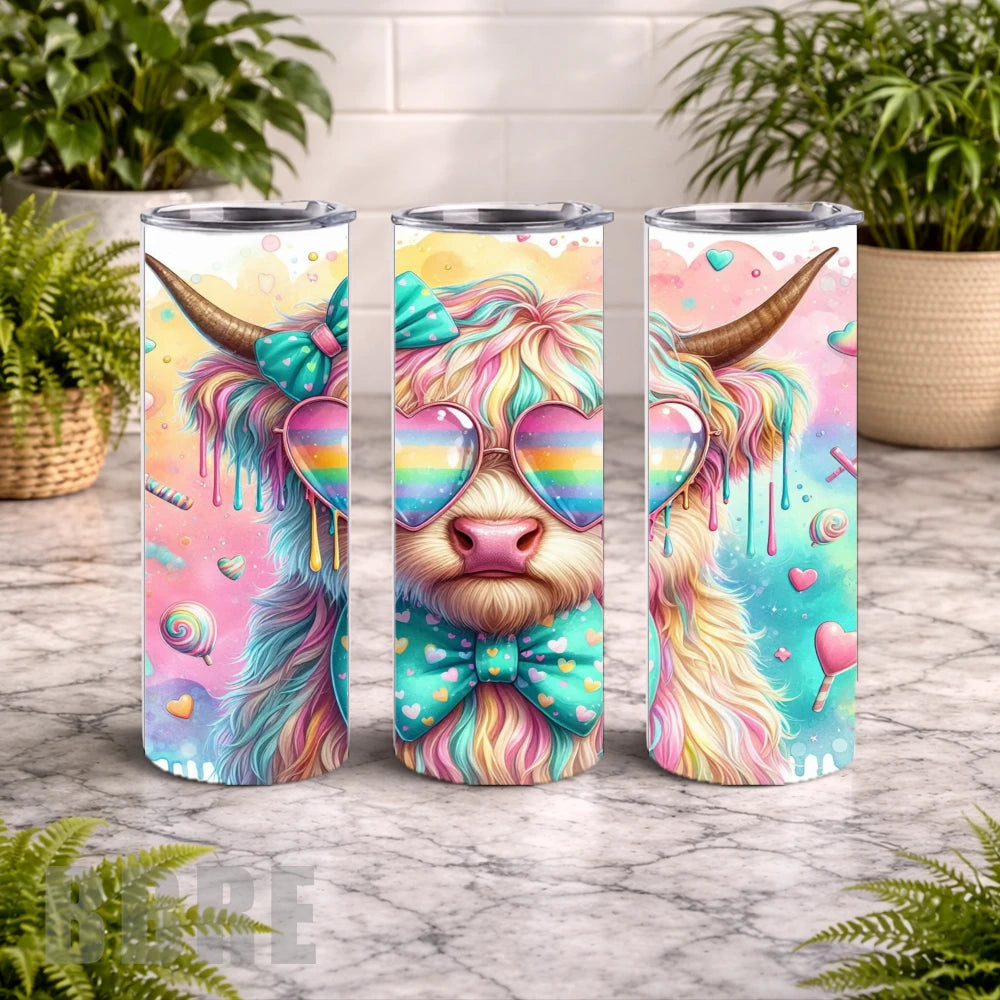 Rainbow Cow 20 OZ Wrap Mockup