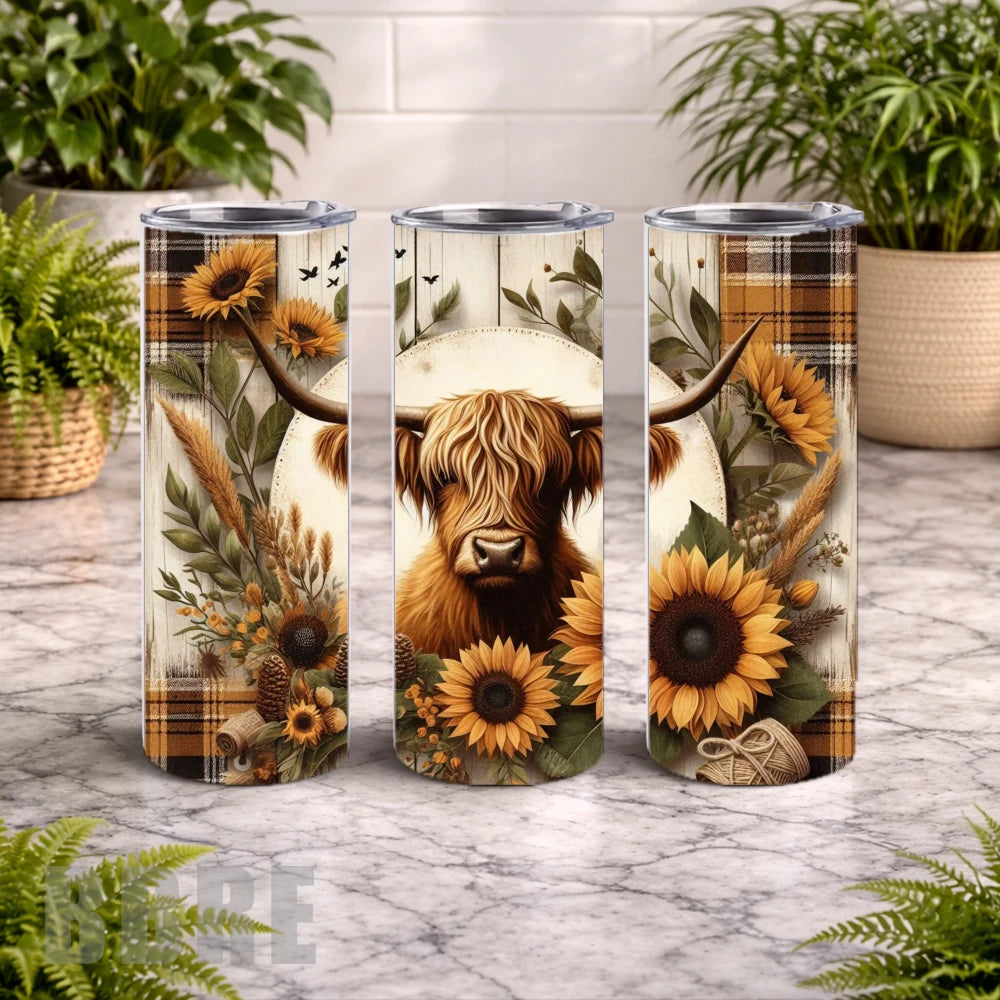 Highland Cow 20 OZ Wrap Mockup