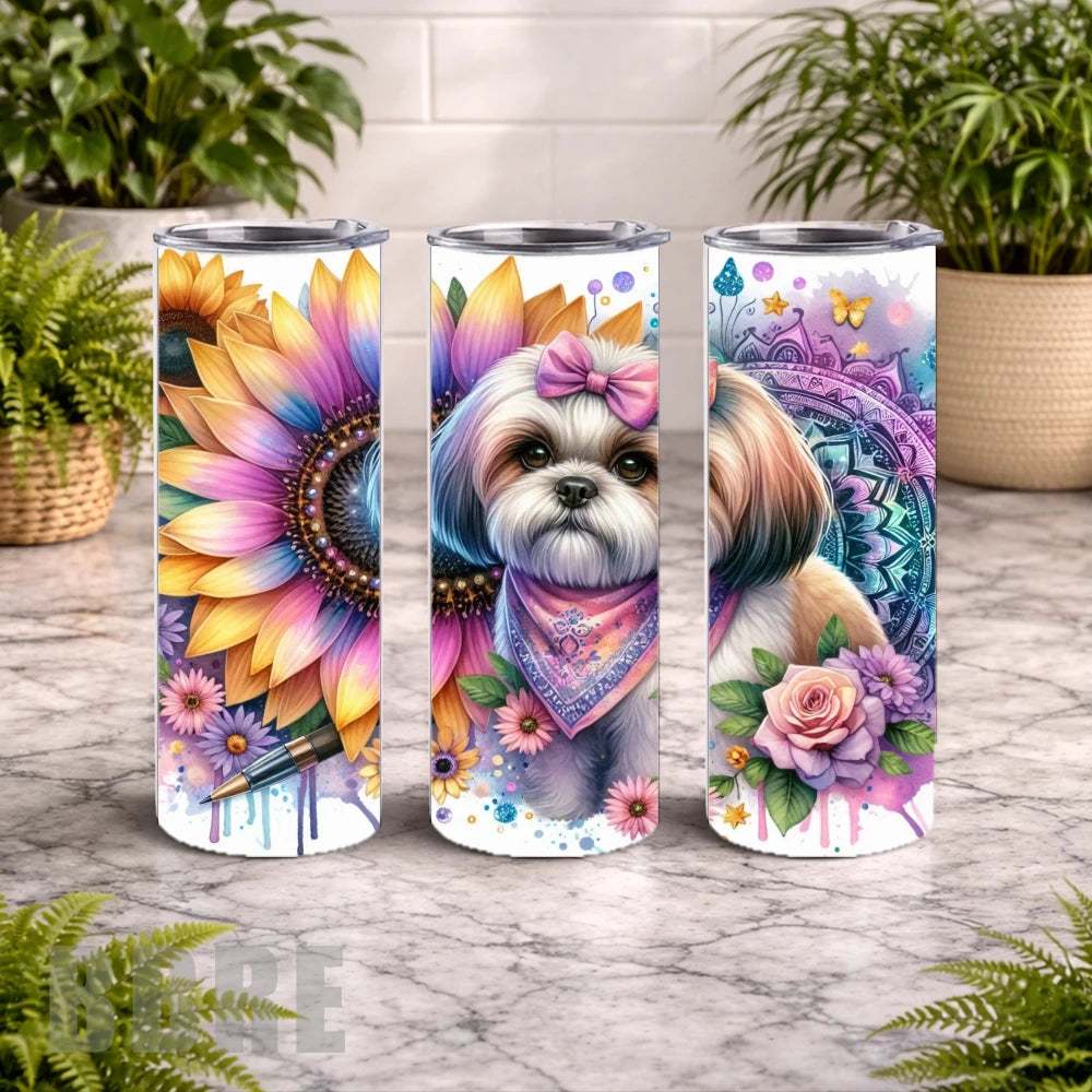 Floral Pup 20 OZ Wrap Mockup