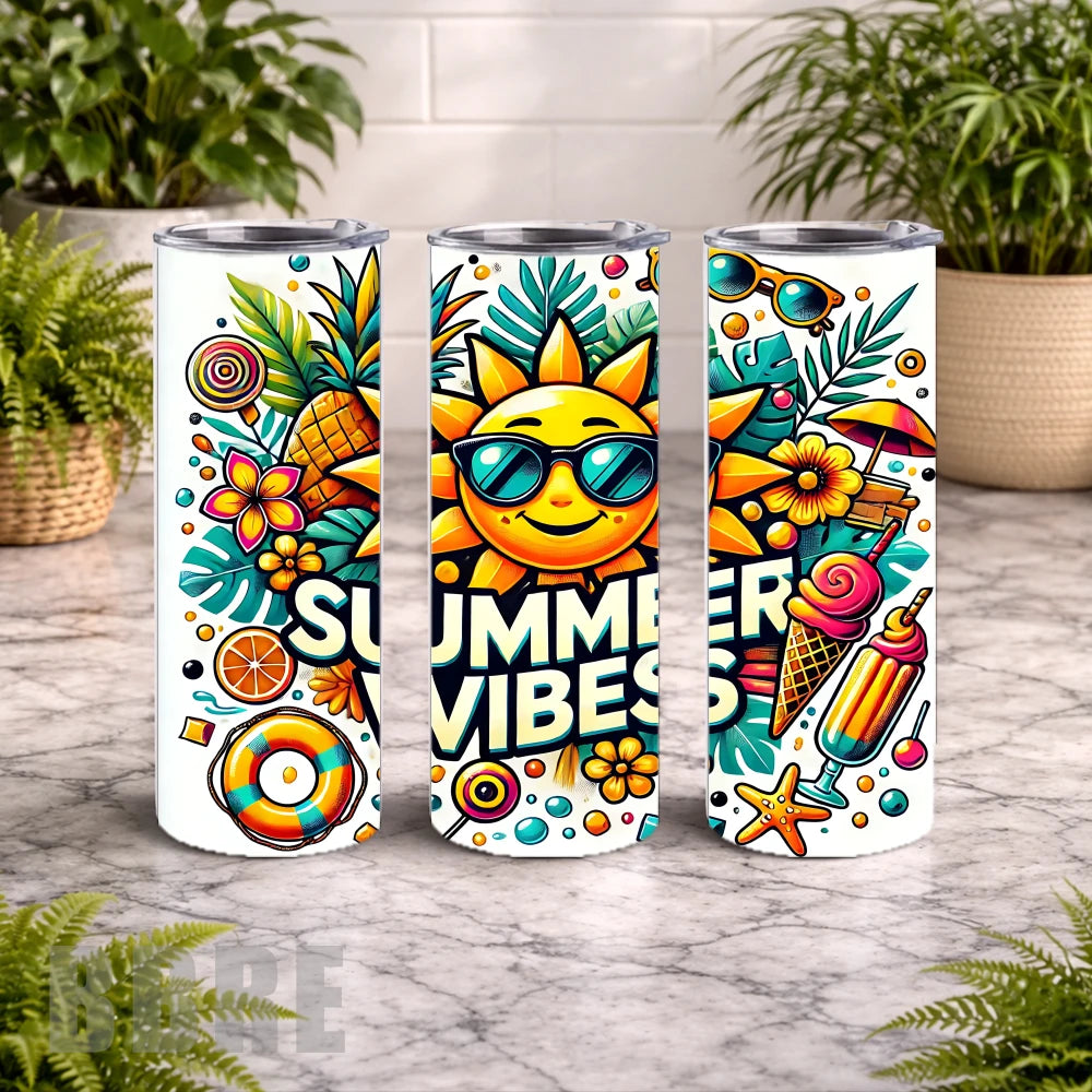Summer Vibes 3 20 OZ Wrap Mockup