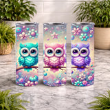 Colorful Owls 2 20 OZ Wrap Mockup