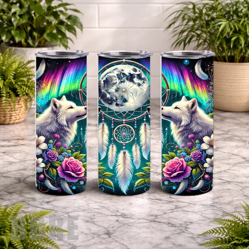 Wolf Dreamcatcher 3 20 OZ Wrap Mockup