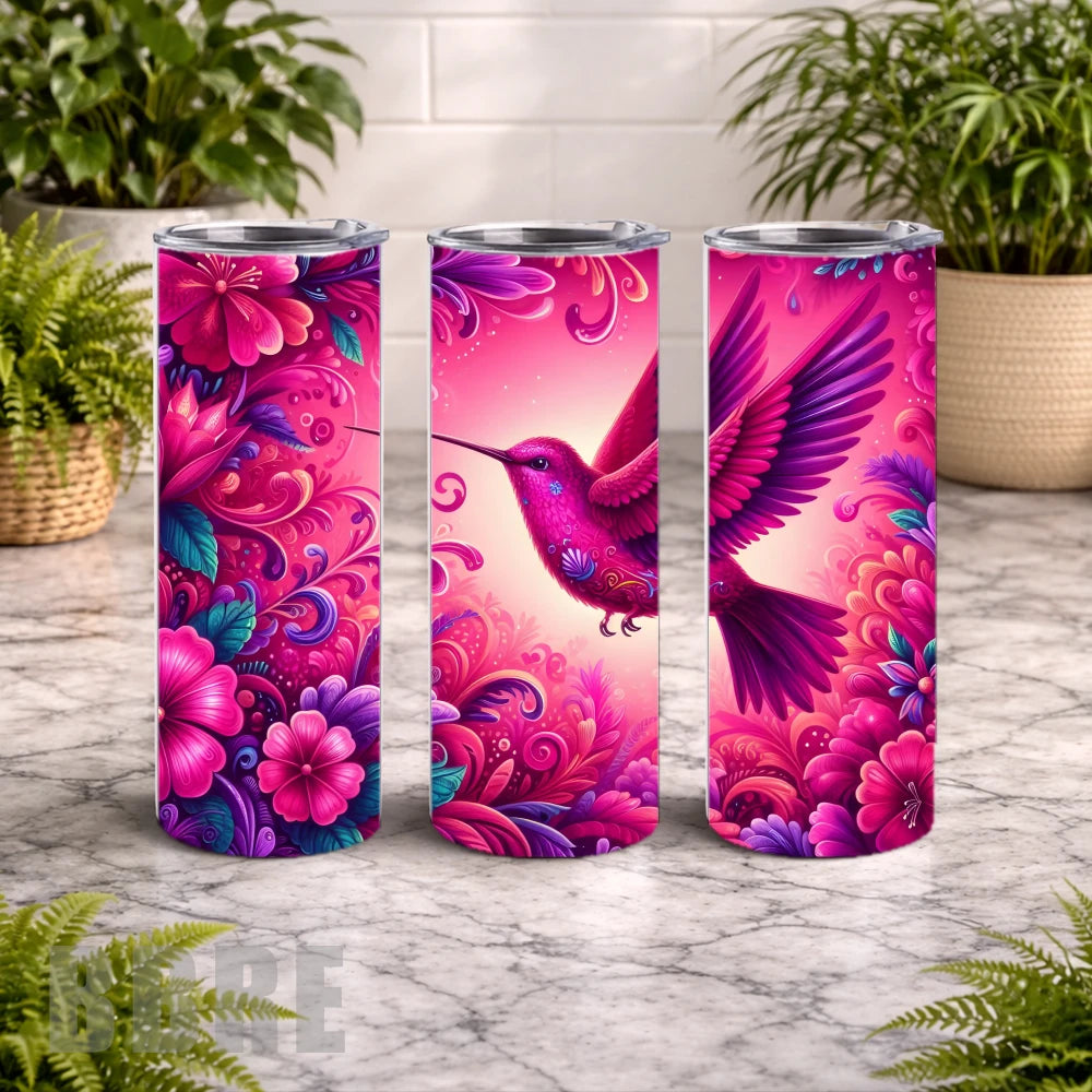Vibrant Hummingbird 3 20 OZ Wrap Mockup