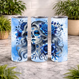 Blue Floral Skull 20 OZ Wrap Mockup