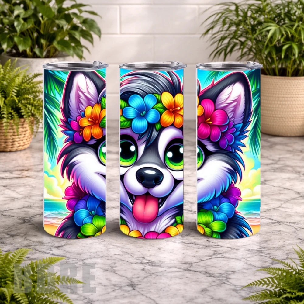 Floral Pup 2 20 OZ Wrap Mockup