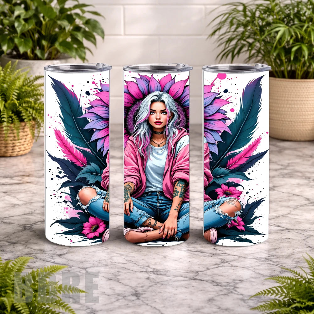 Floral Goddess 4 20 OZ Wrap Mockup