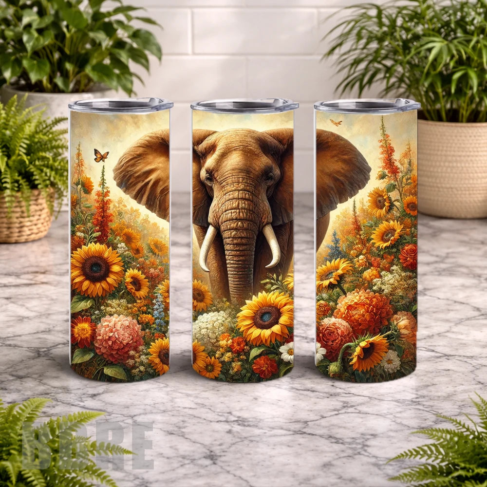 Elephant Flowers 20 OZ Wrap Mockup
