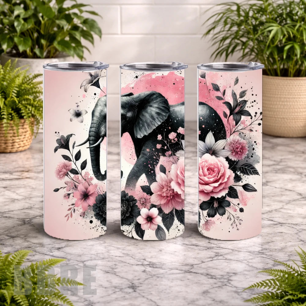 Floral Elephant 2 20 OZ Wrap Mockup