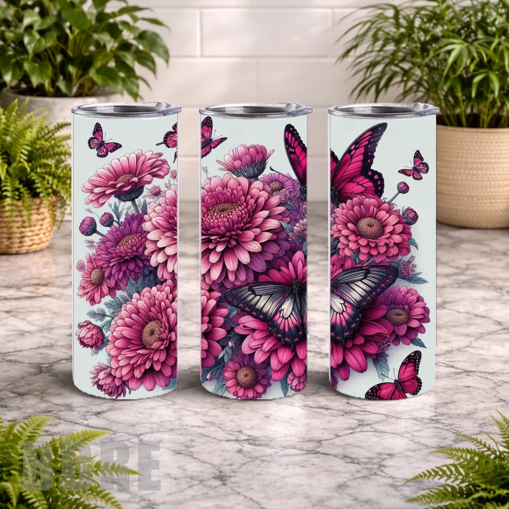 Floral Butterfly 5 20 OZ Wrap Mockup
