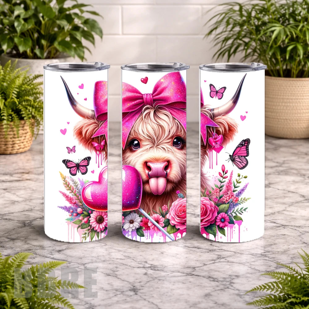 Cute Highland Cow 20 OZ Wrap Mockup