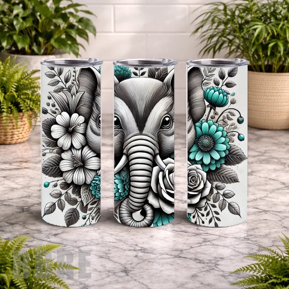 Elephant Floral 20 OZ Wrap Mockup