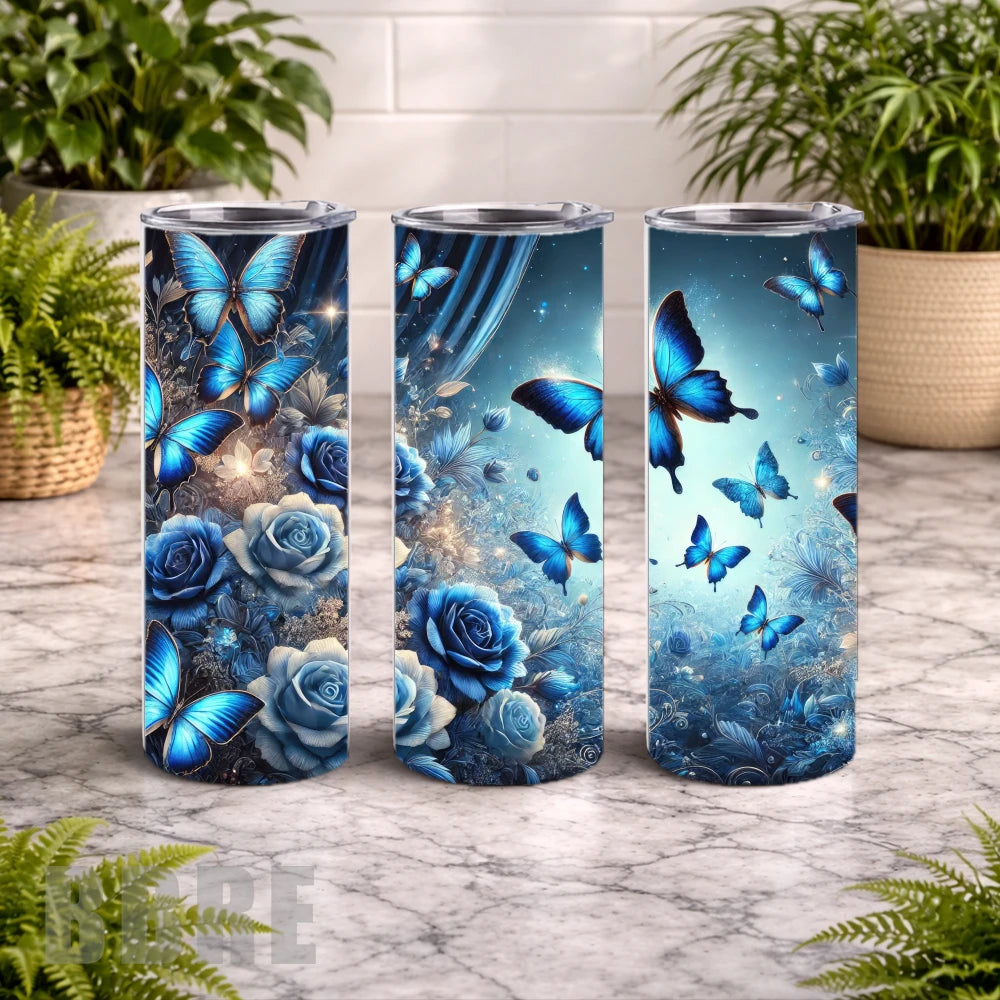 Blue Butterfly 20 OZ Wrap Mockup