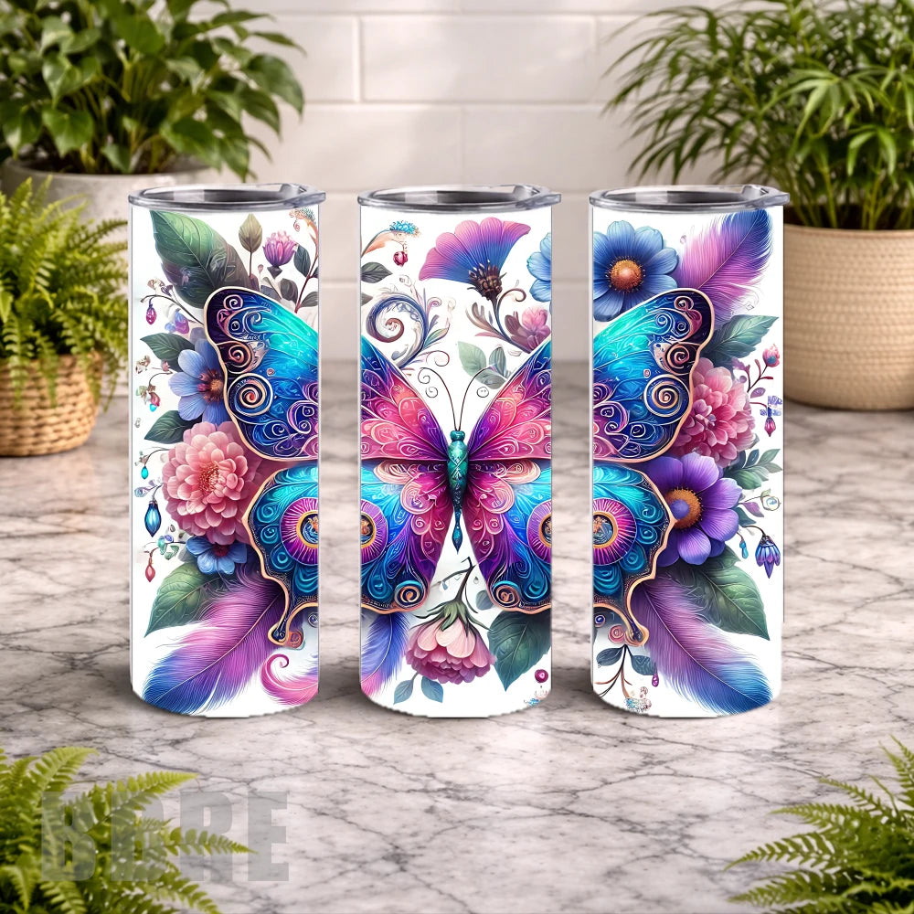 Butterfly Blossom 4 20 OZ Wrap Mockup