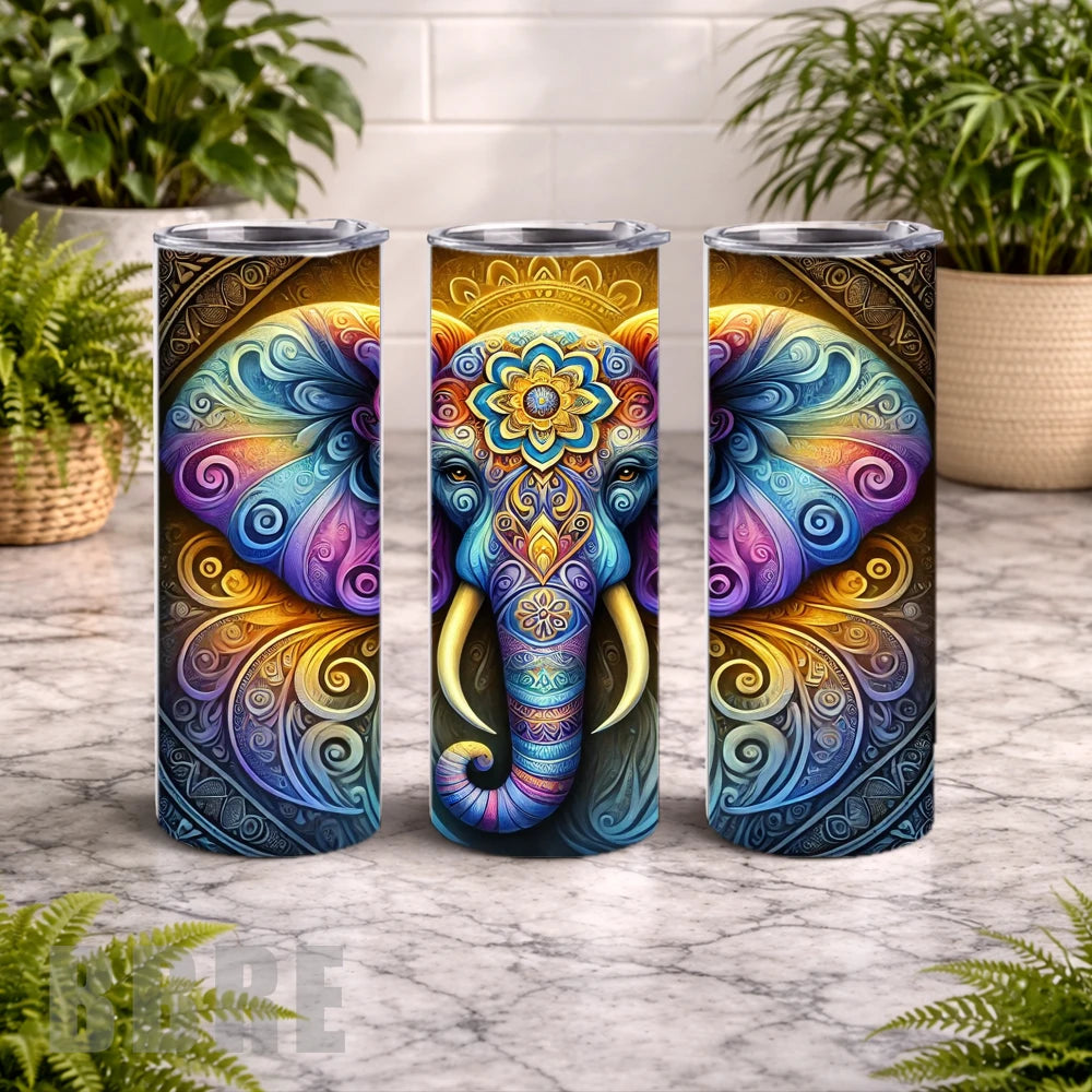 Colorful Elephant 2 20 OZ Wrap Mockup