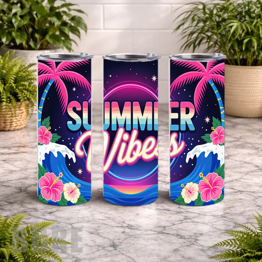 Summer Vibes 6 20 OZ Wrap Mockup