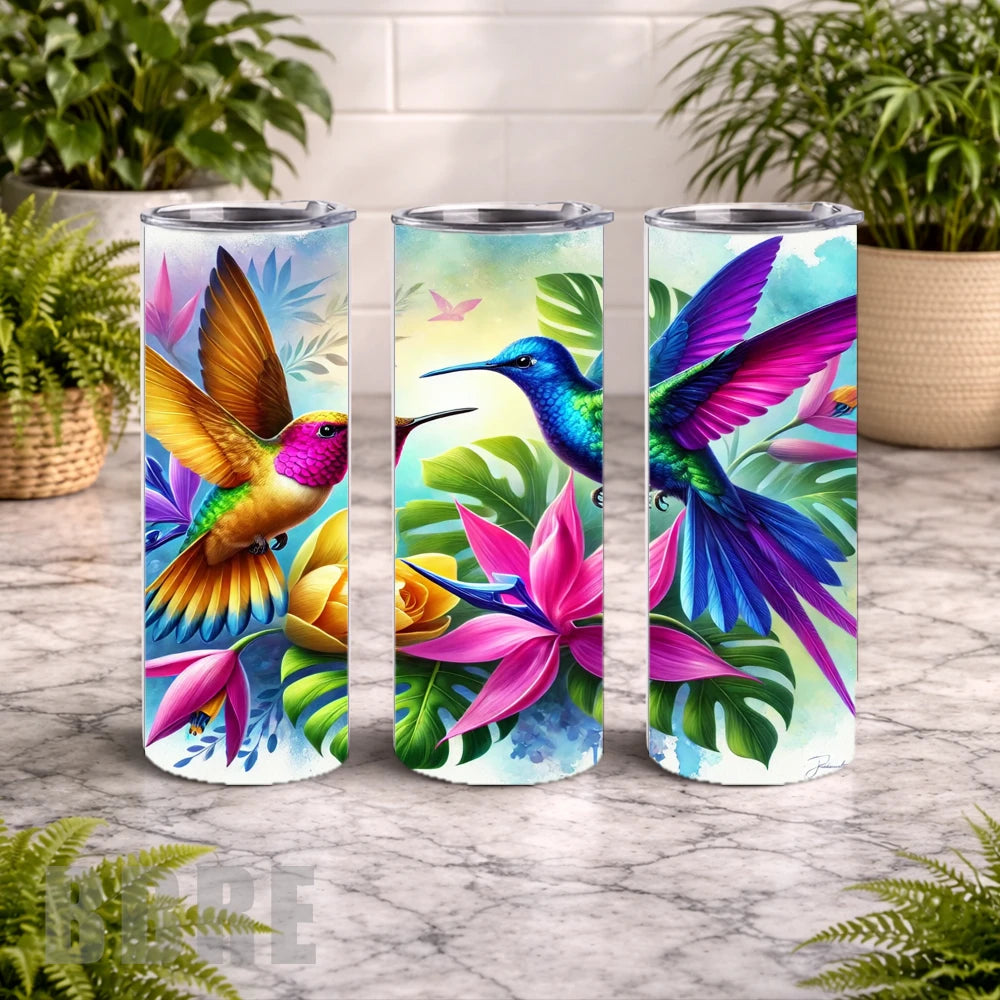 Tropical Hummingbirds 20 OZ Wrap Mockup