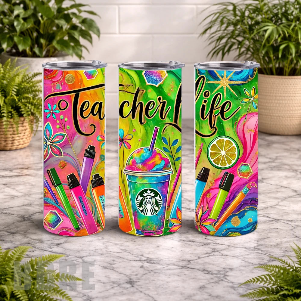 Teacher Life 20 OZ Wrap Mockup