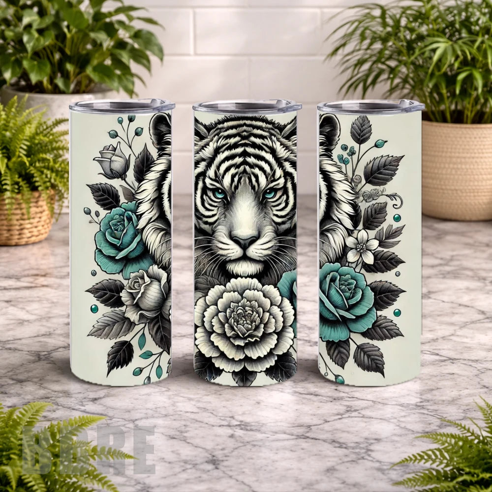 Tiger Floral 2 20 OZ Wrap Mockup