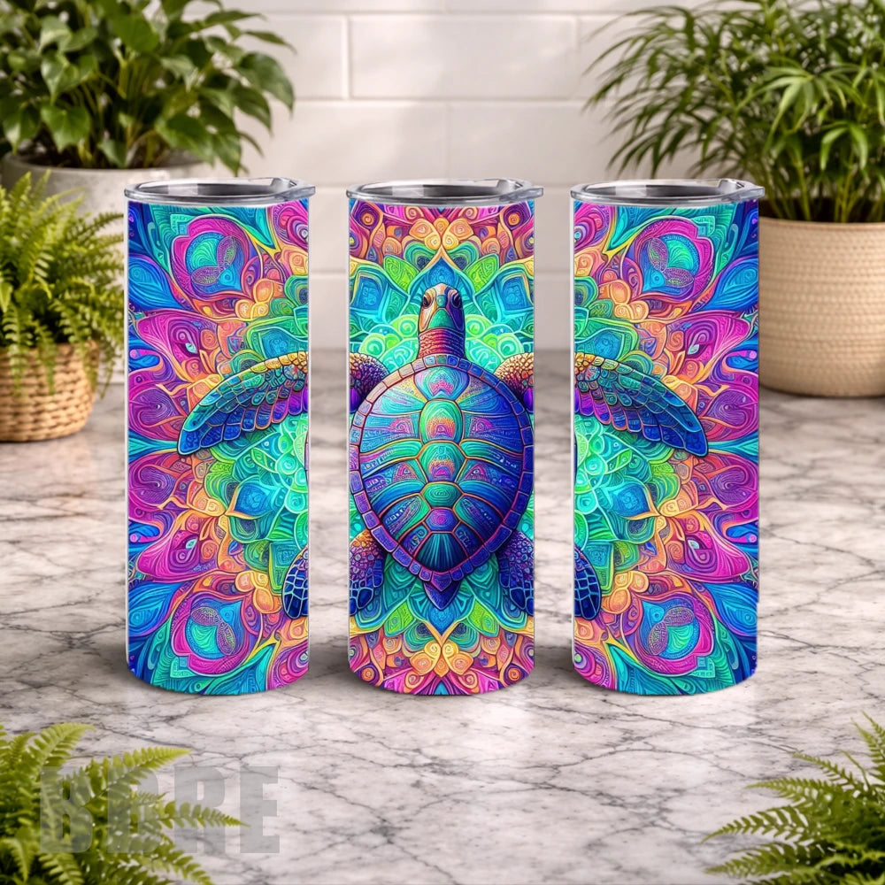 Colorful Turtle 4 20 OZ Wrap Mockup