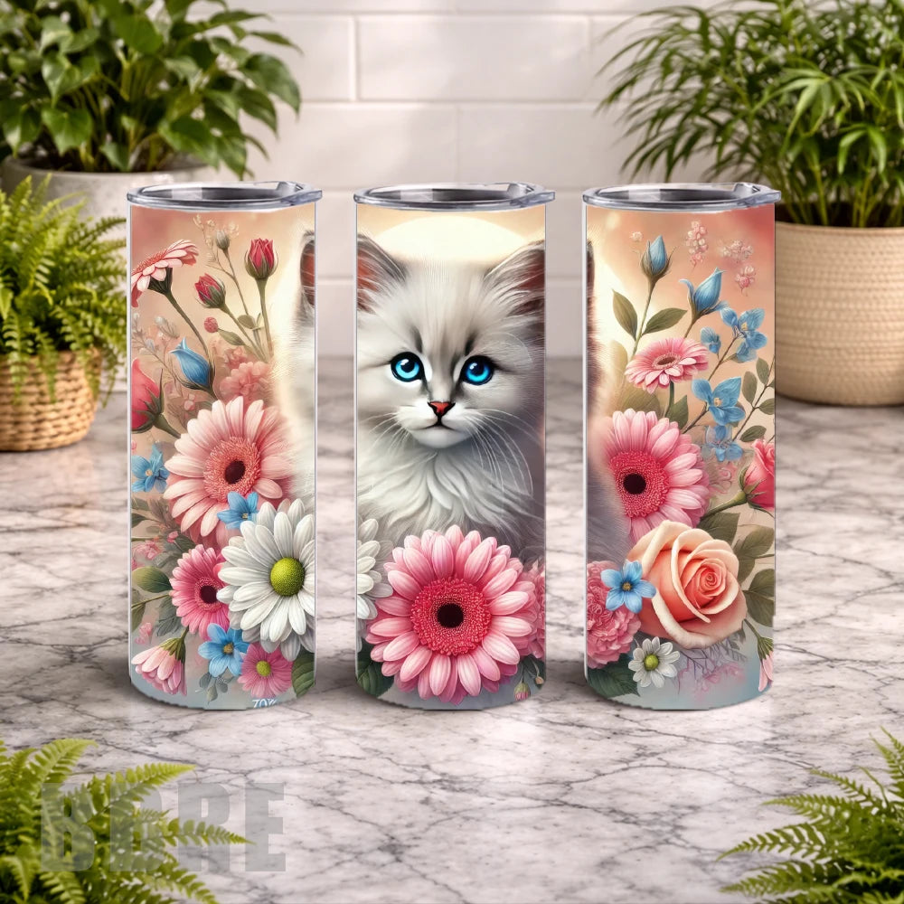 Floral Cat 2 20 OZ Wrap Mockup