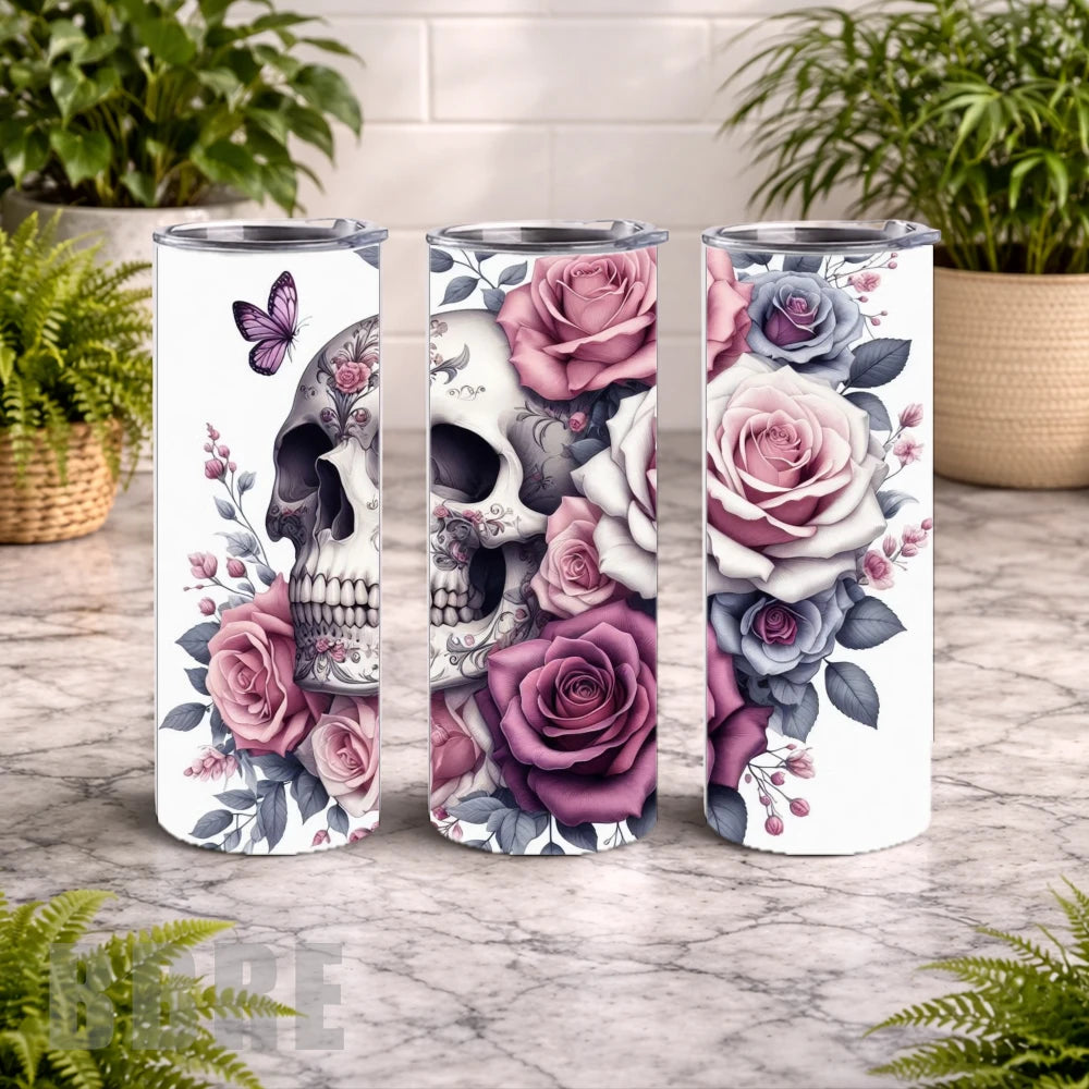 Floral Skull 30 20 OZ Wrap Mockup