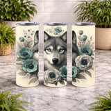 Wolf Floral 2 20 OZ Wrap Mockup
