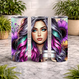 Colorful Hair 20 OZ Wrap Mockup