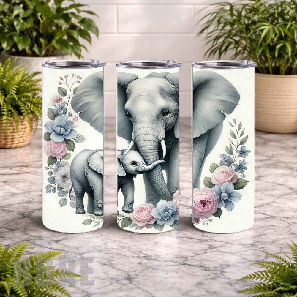 Floral Elephants 20 OZ Wrap Mockup