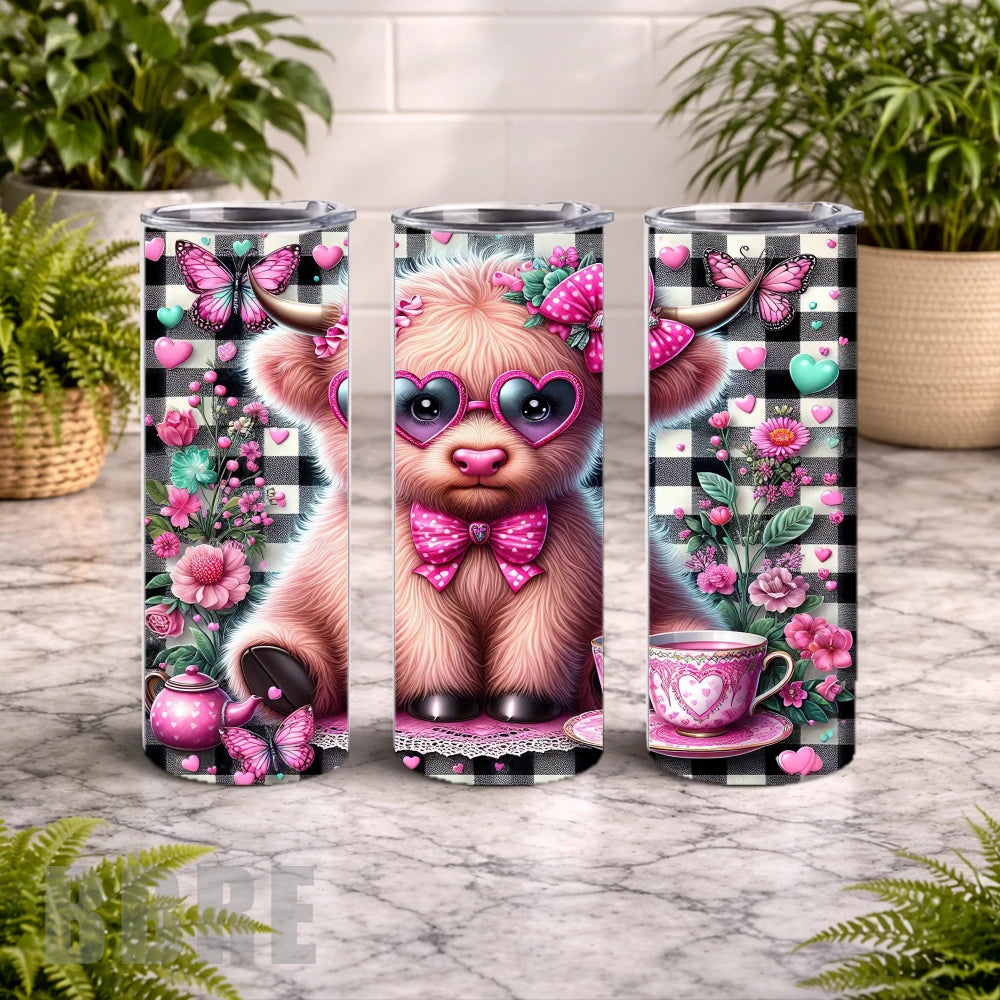 Cute Highland 20 OZ Wrap Mockup