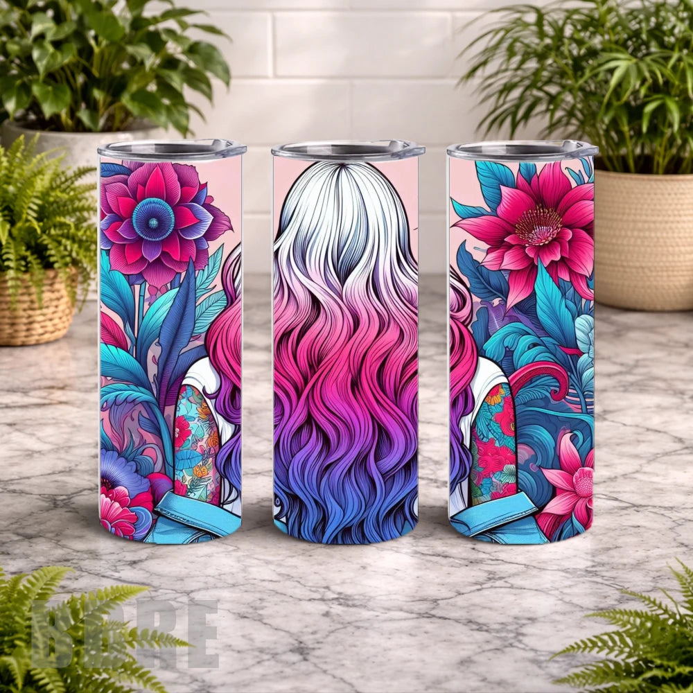 Floral Hair 20 OZ Wrap Mockup