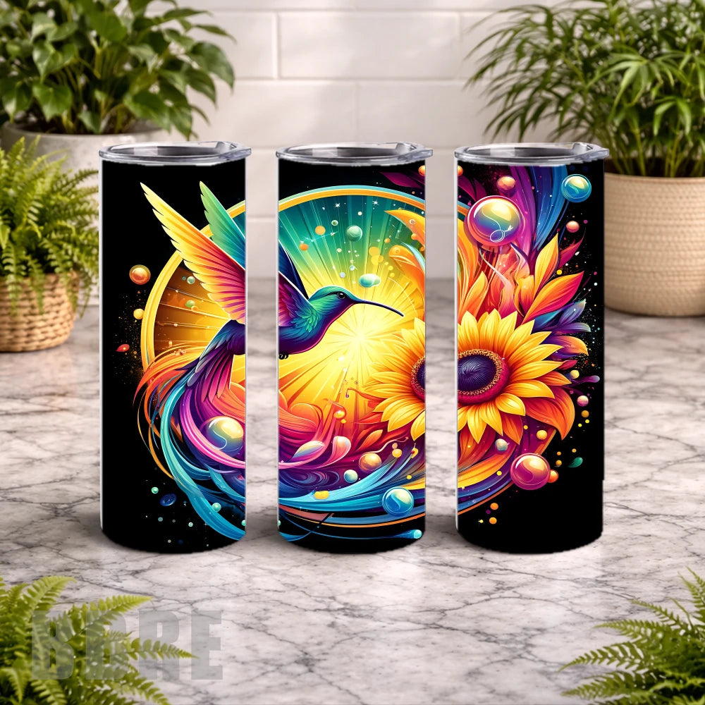 Vibrant Hummingbird 4 20 OZ Wrap Mockup
