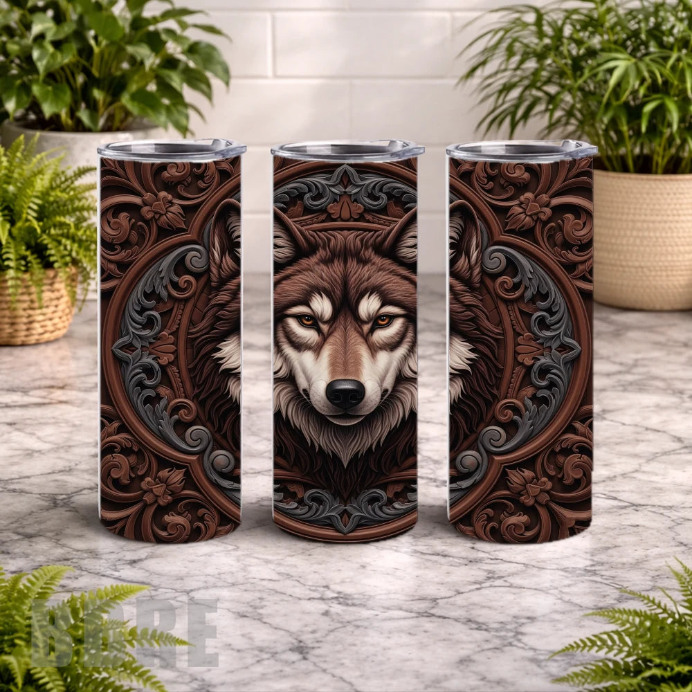 Wolf Emblem 20 OZ Wrap Mockup