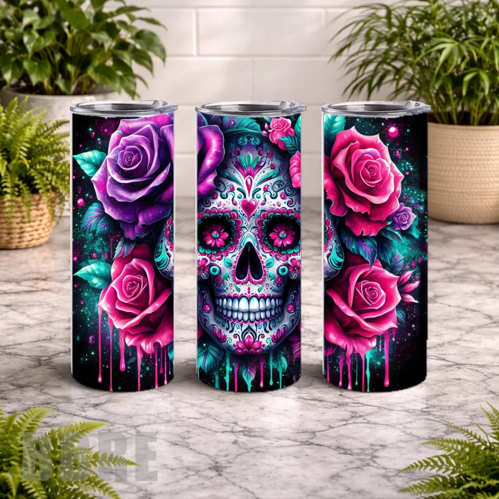 Floral Skull 31 20 OZ Wrap Mockup