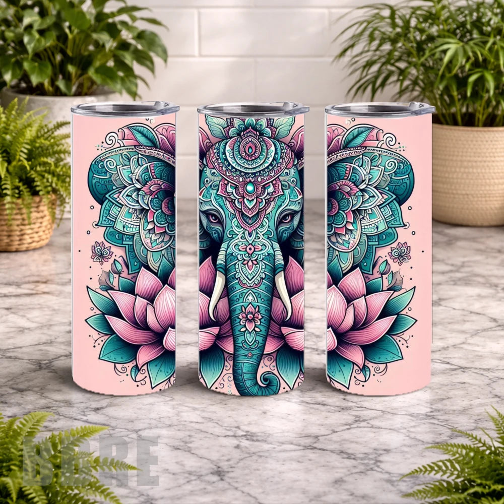 Elephant Mandala 4 20 OZ Wrap Mockup