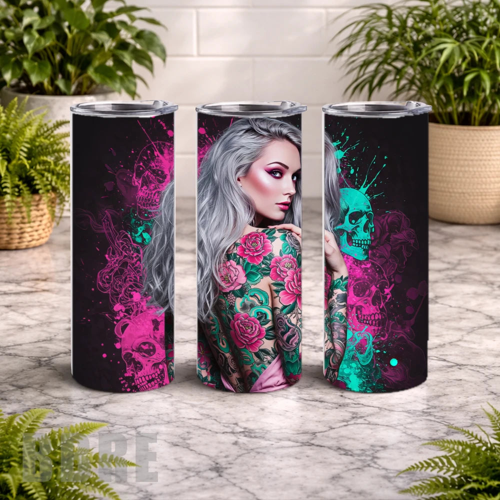 Floral Skull 37 20 OZ Wrap Mockup