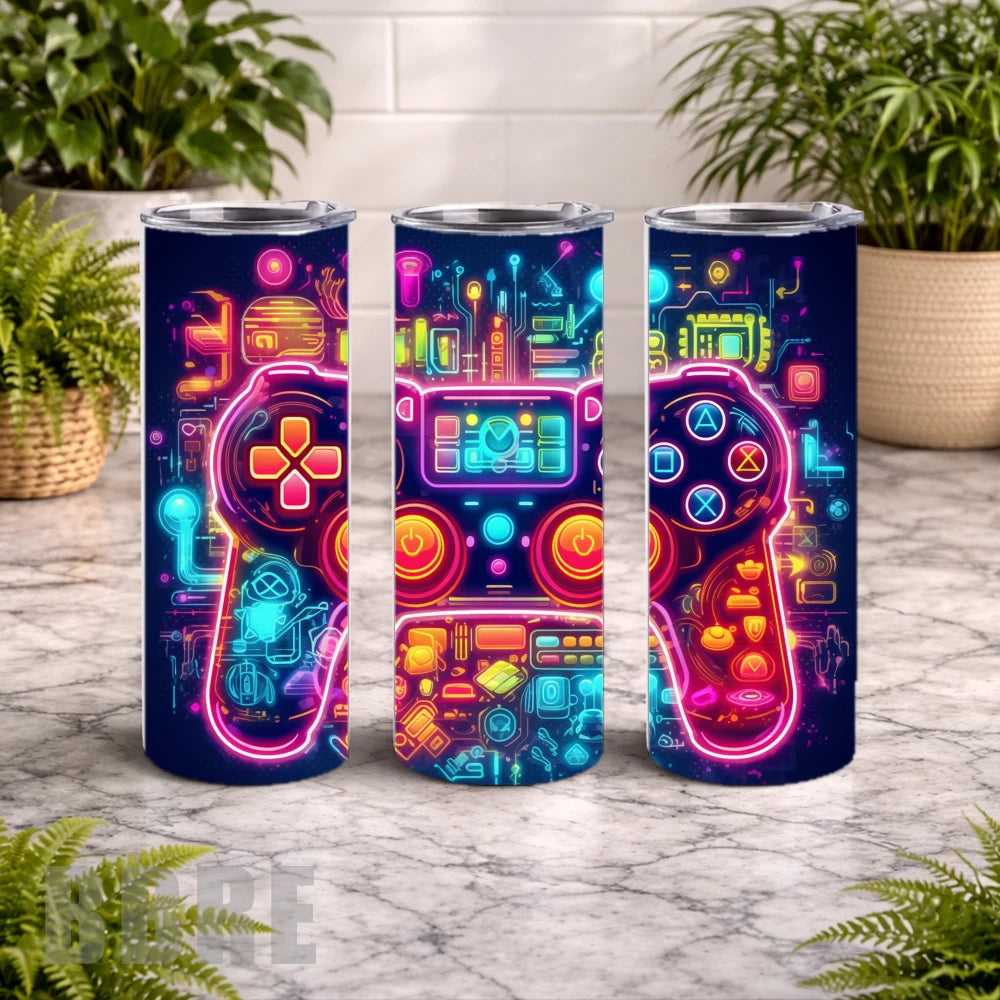 Neon Gamepad 20 OZ Wrap Mockup