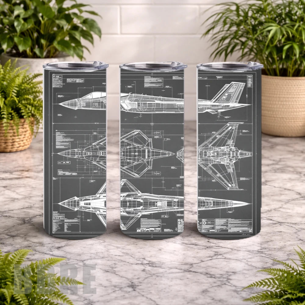 F-35 Blueprint 20 OZ Wrap Mockup