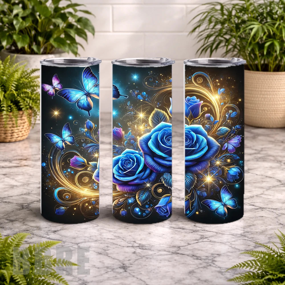 Blue Floral 20 OZ Wrap Mockup