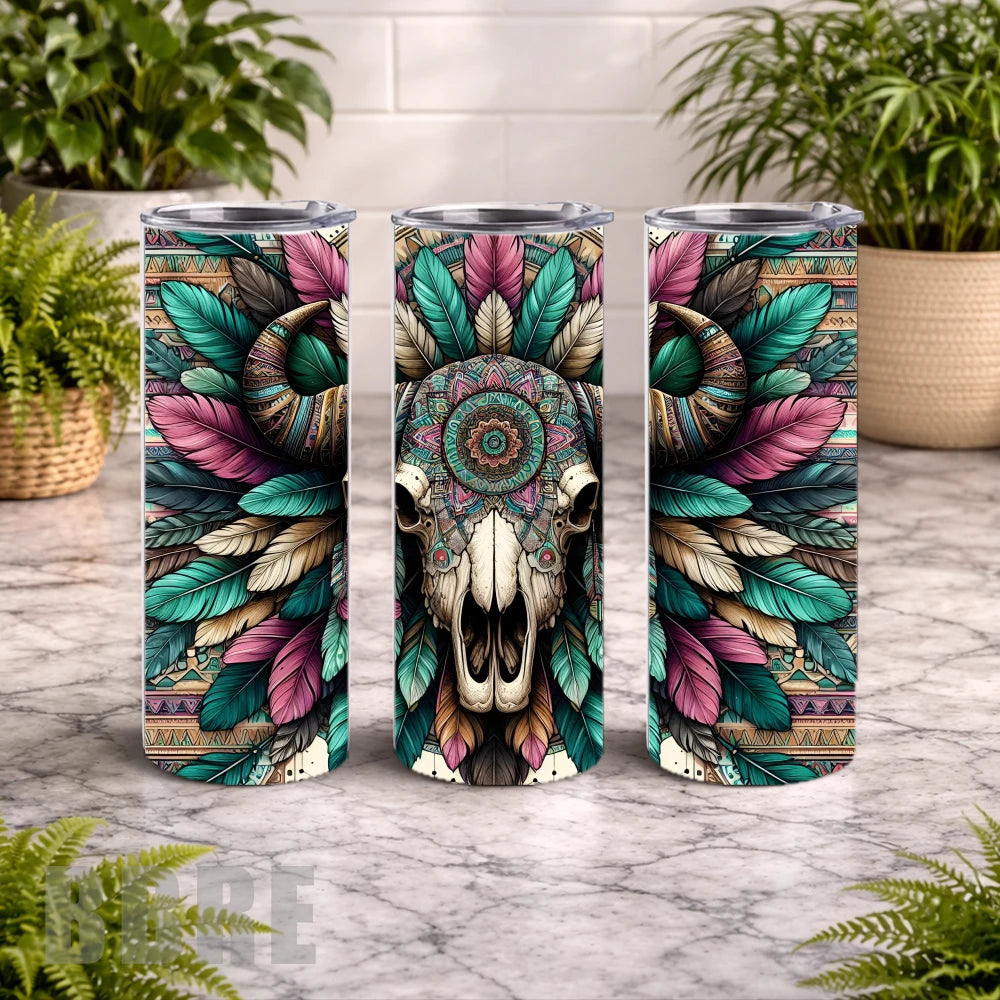 Bohemian Skull 20 OZ Wrap Mockup