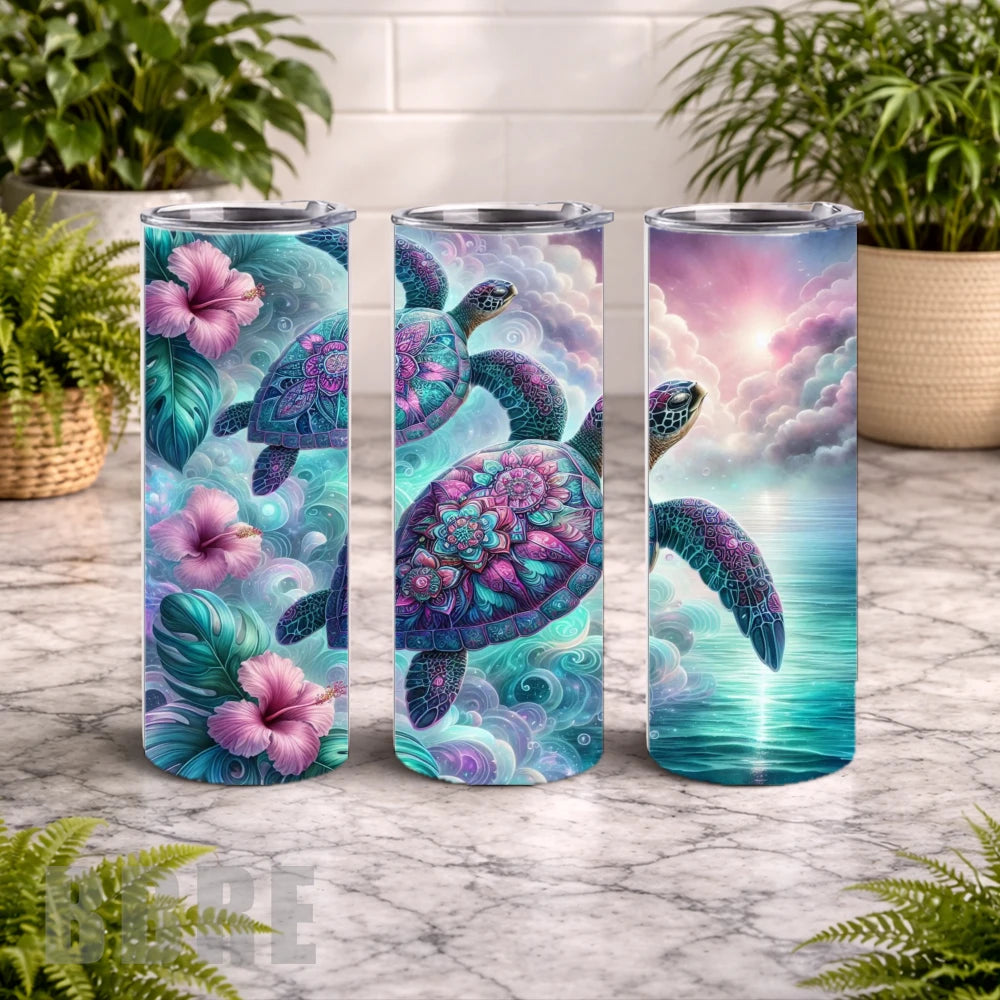 Tropical Turtles 4 20 OZ Wrap Mockup