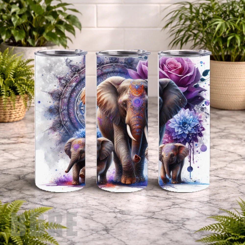 Majestic Elephants 20 OZ Wrap Mockup