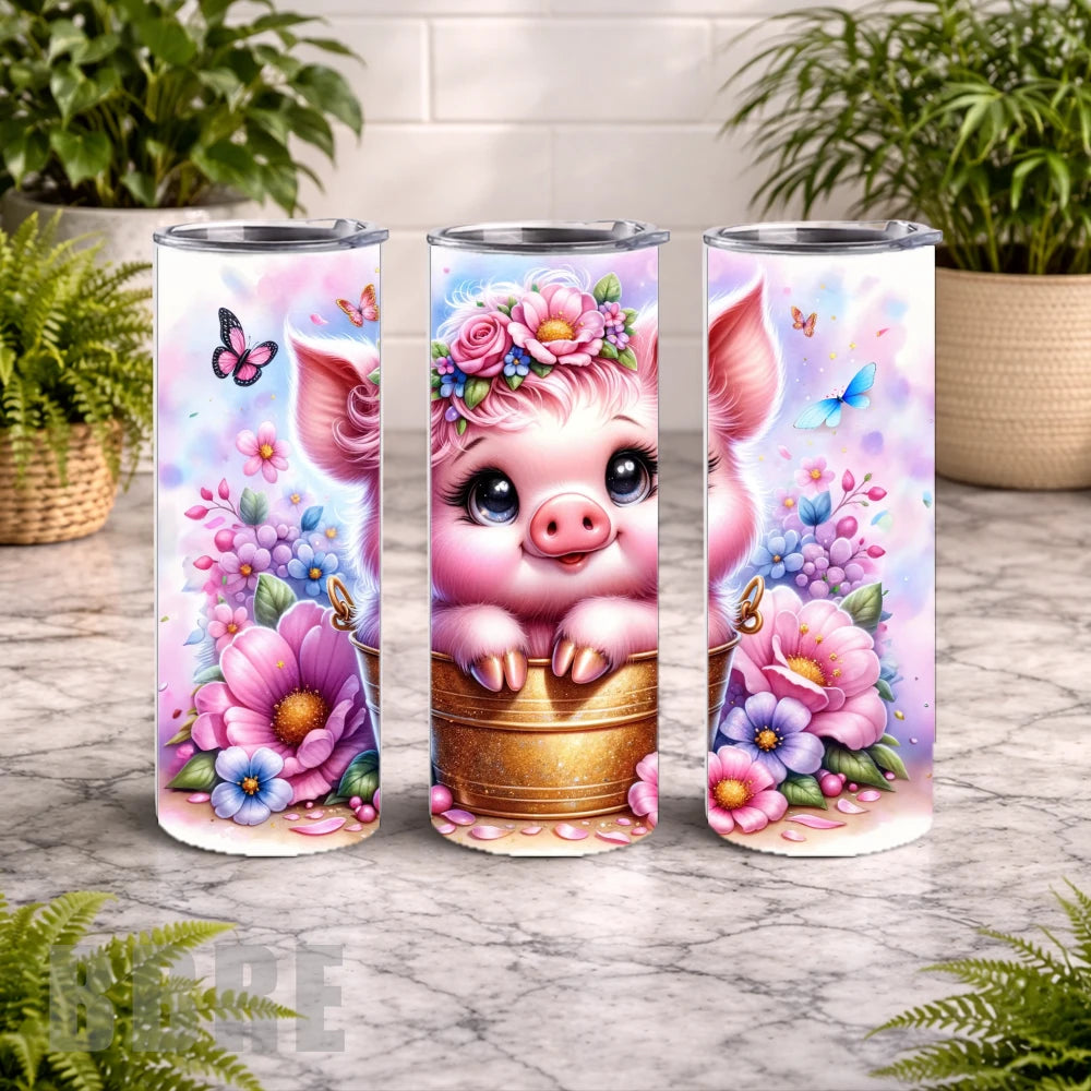 Floral Piglet 20 OZ Wrap Mockup
