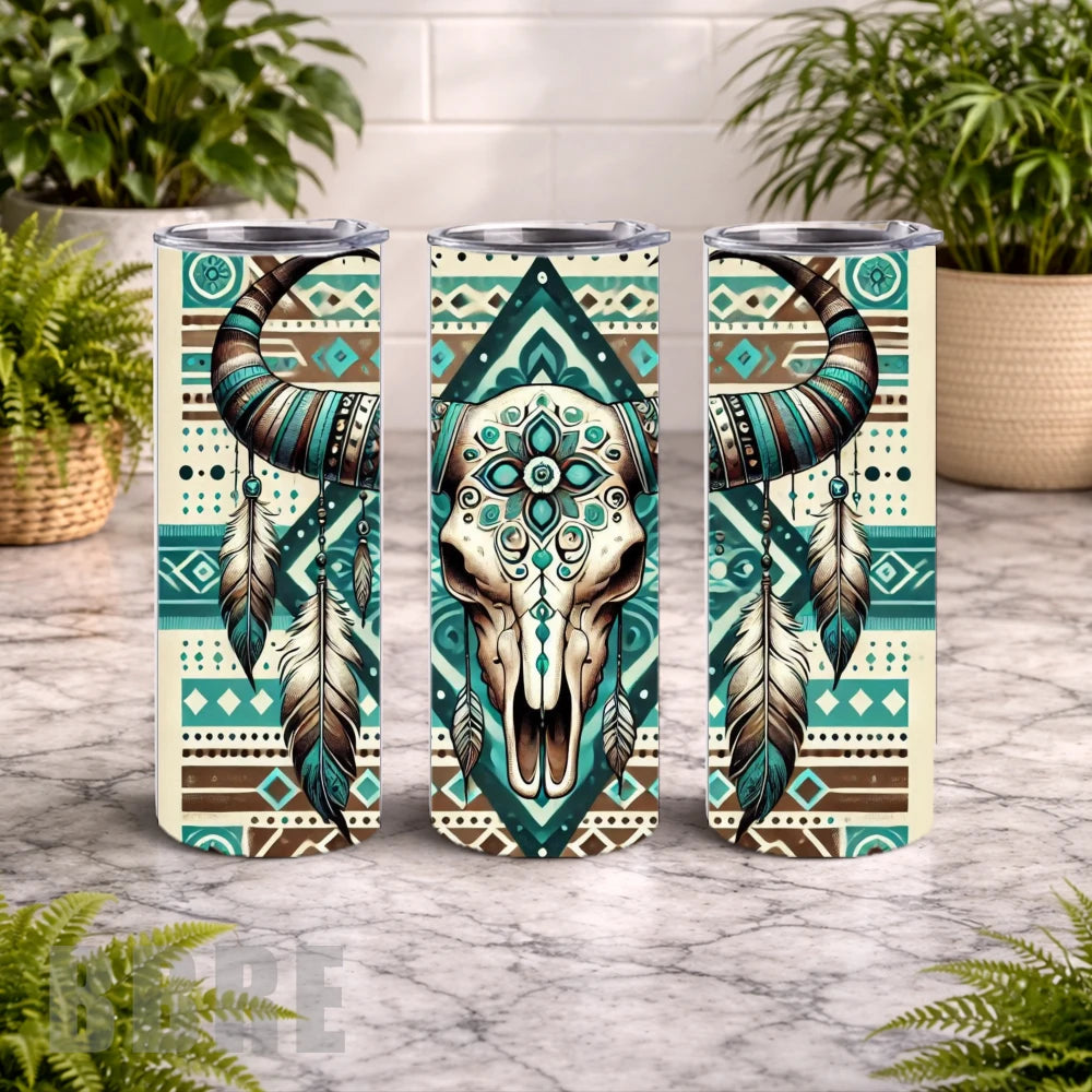 Tribal Skull 2 20 OZ Wrap Mockup