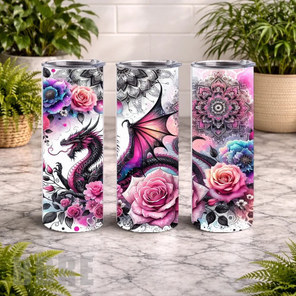 Dragon Floral 2 20 OZ Wrap Mockup