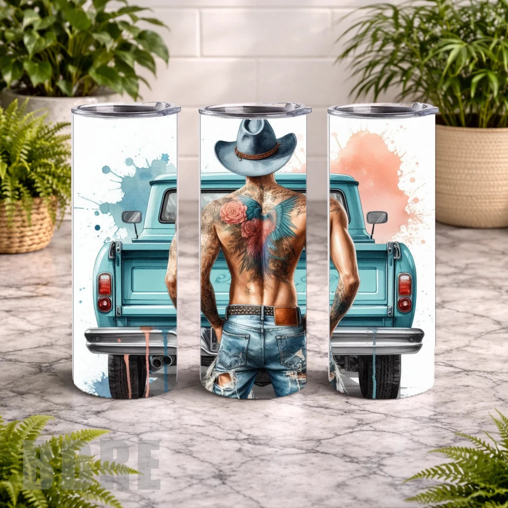 Cowboy Tattoo 20 OZ Wrap Mockup