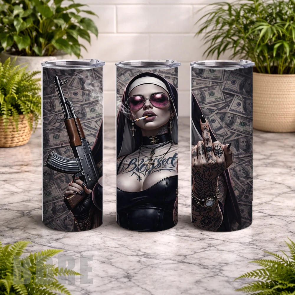 Rebellious Nun 20 OZ Wrap Mockup